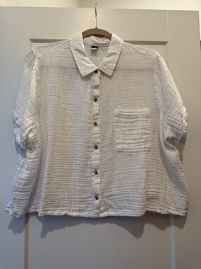 Old Navy White Cotton Gauze Button-Down Shirt